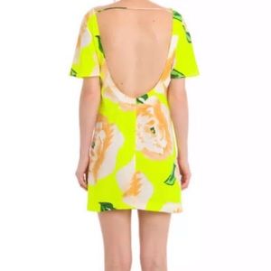 NWT FARM Rio Neon Yellow Floral Mini Dress